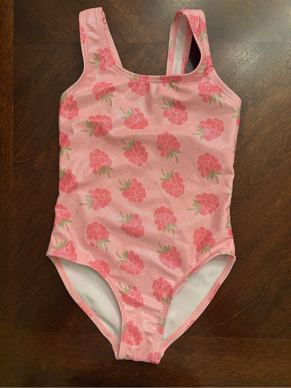 Girls Pink Raspberry Print One-Piece Swimsuit